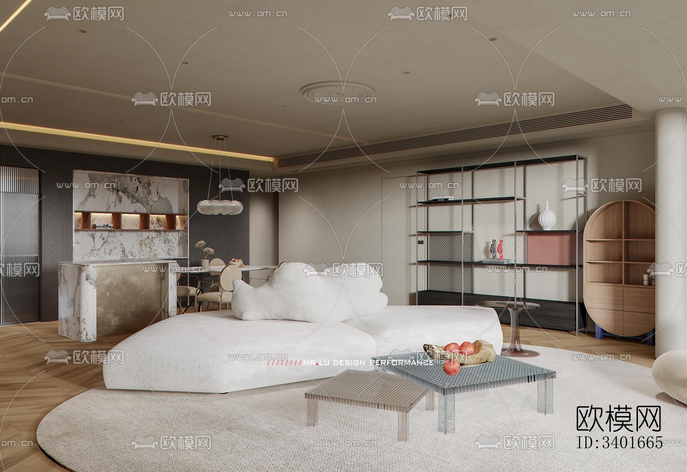 现代大平层效果图下载（渲染图14）