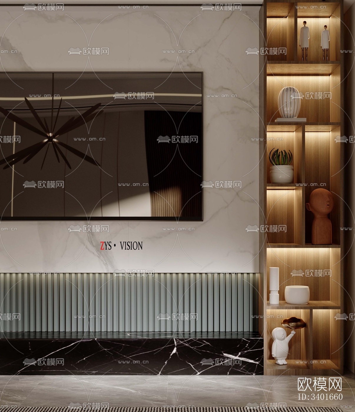 现代大平层效果图下载（渲染图10）