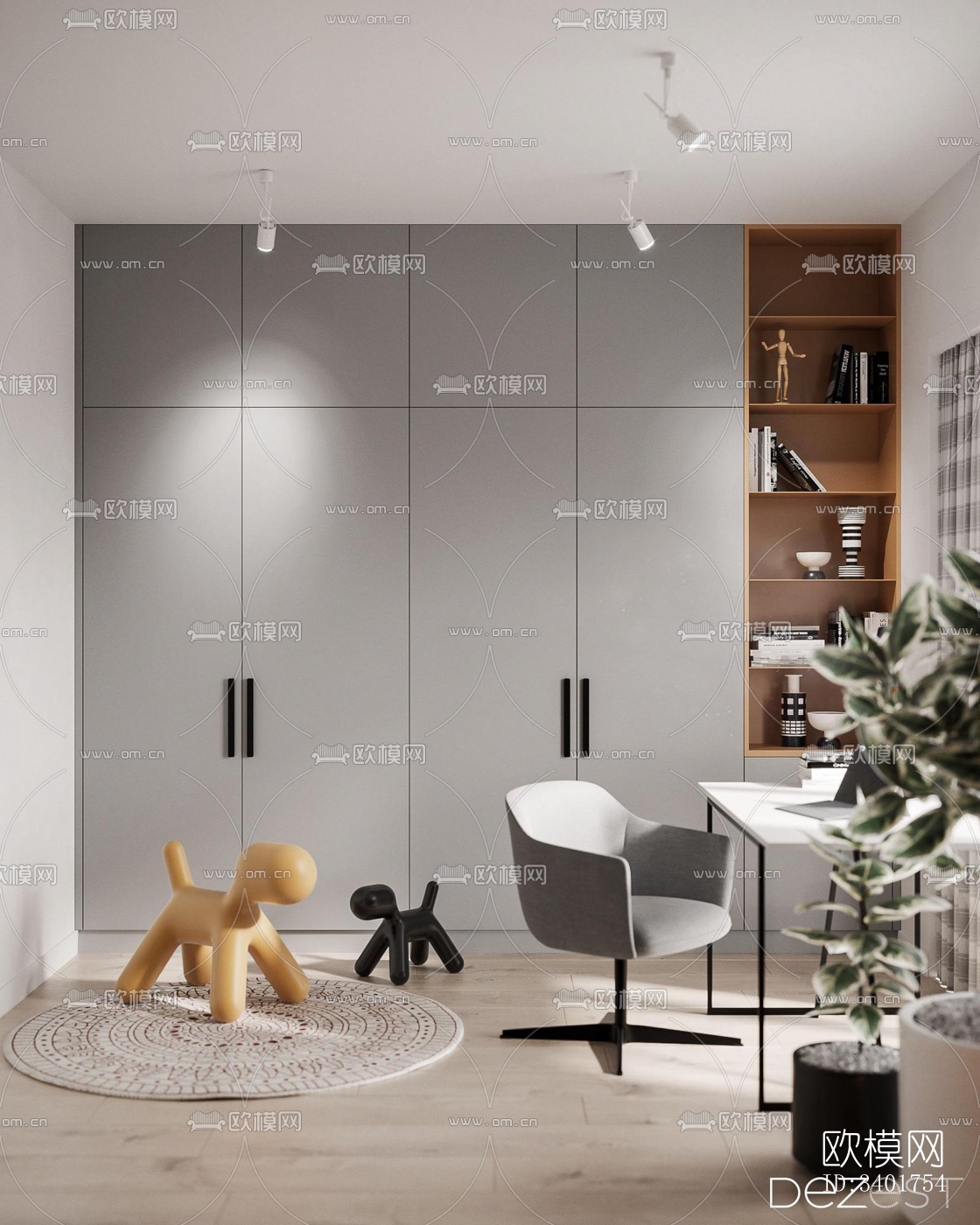 现代大平层效果图下载（渲染图8）