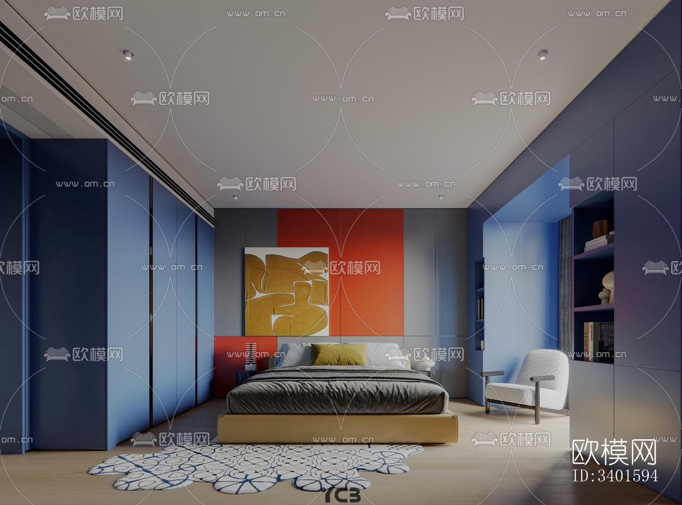 现代大平层效果图下载（渲染图11）