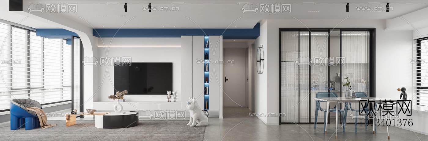 现代大平层效果图下载（渲染图12）