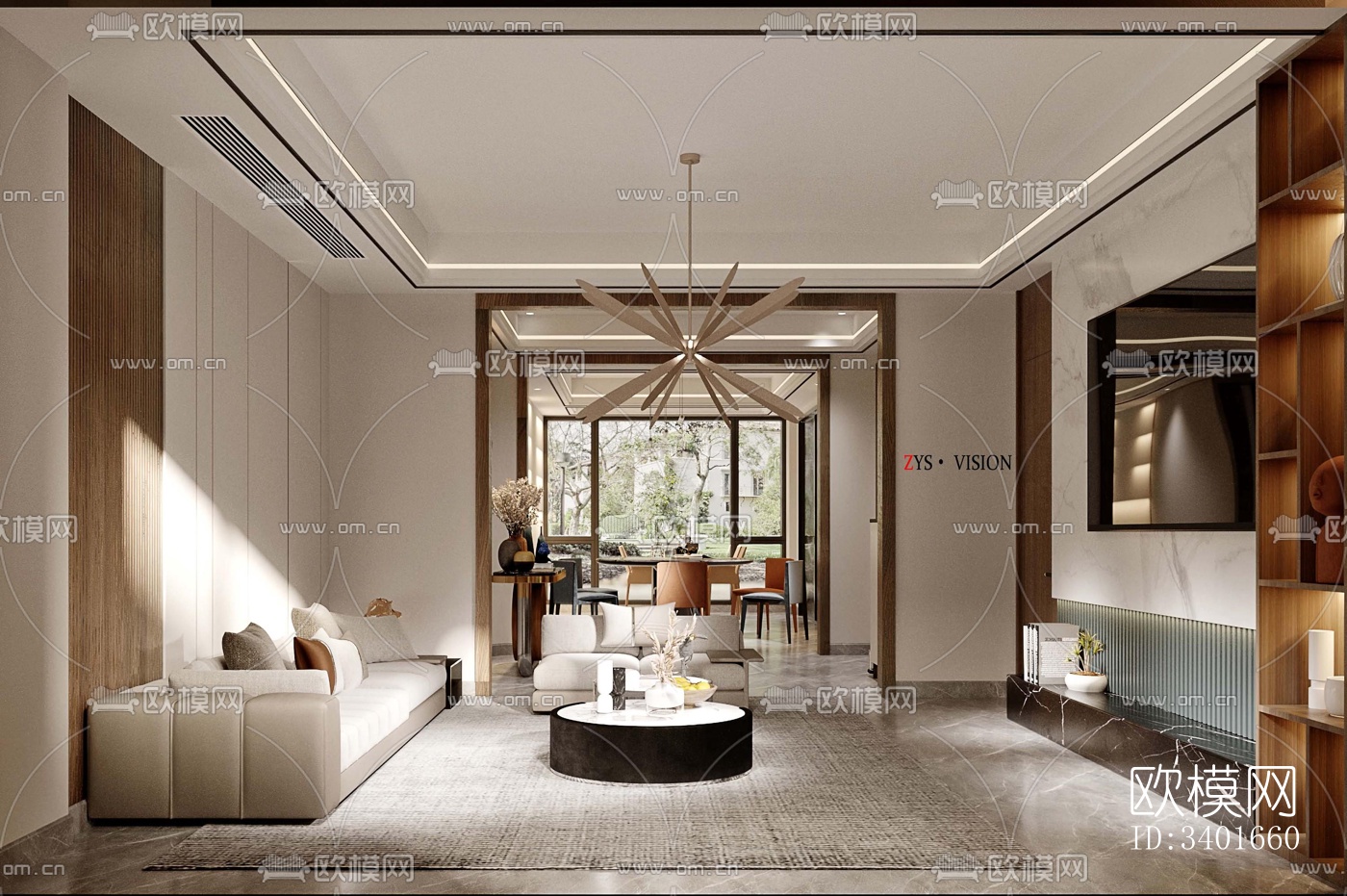 现代大平层效果图下载（渲染图12）