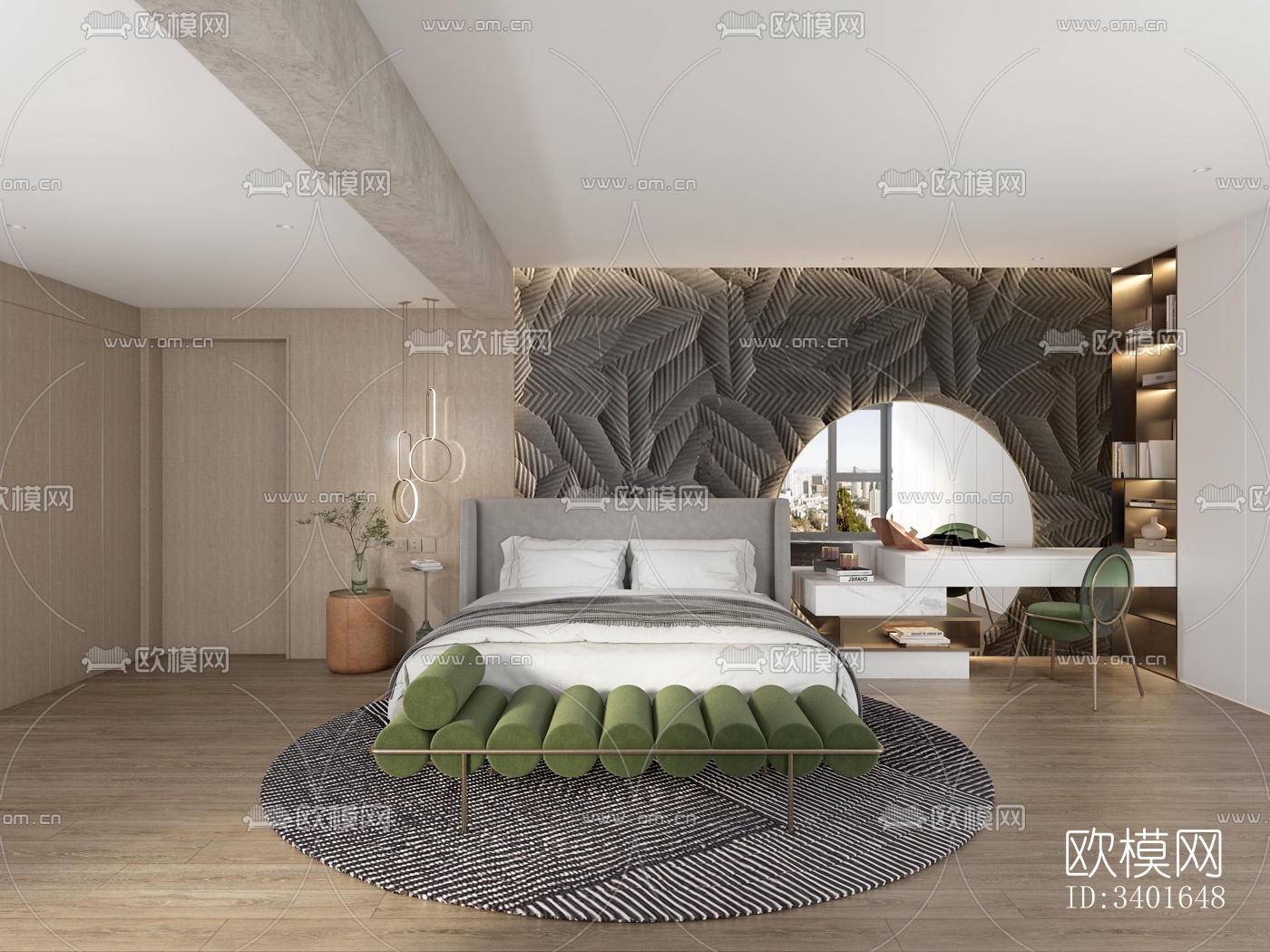 现代大平层效果图下载（渲染图4）