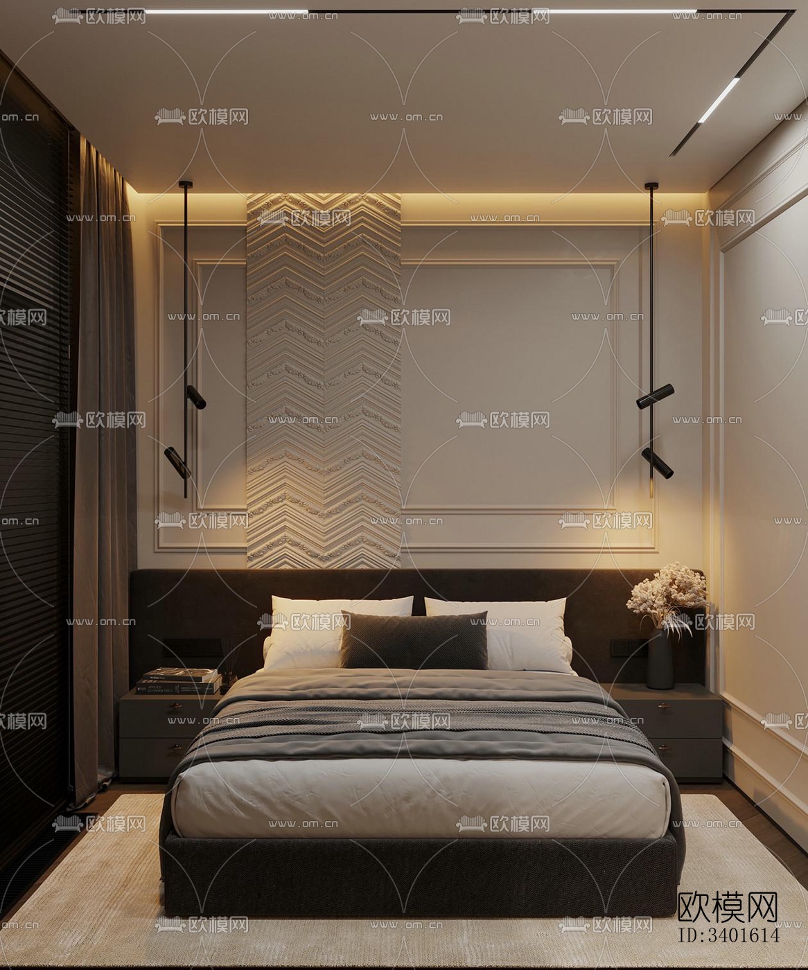 现代大平层效果图下载（渲染图7）