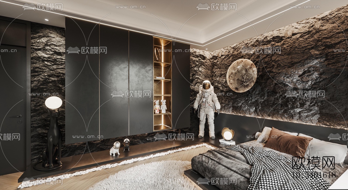 现代大平层效果图下载（渲染图4）