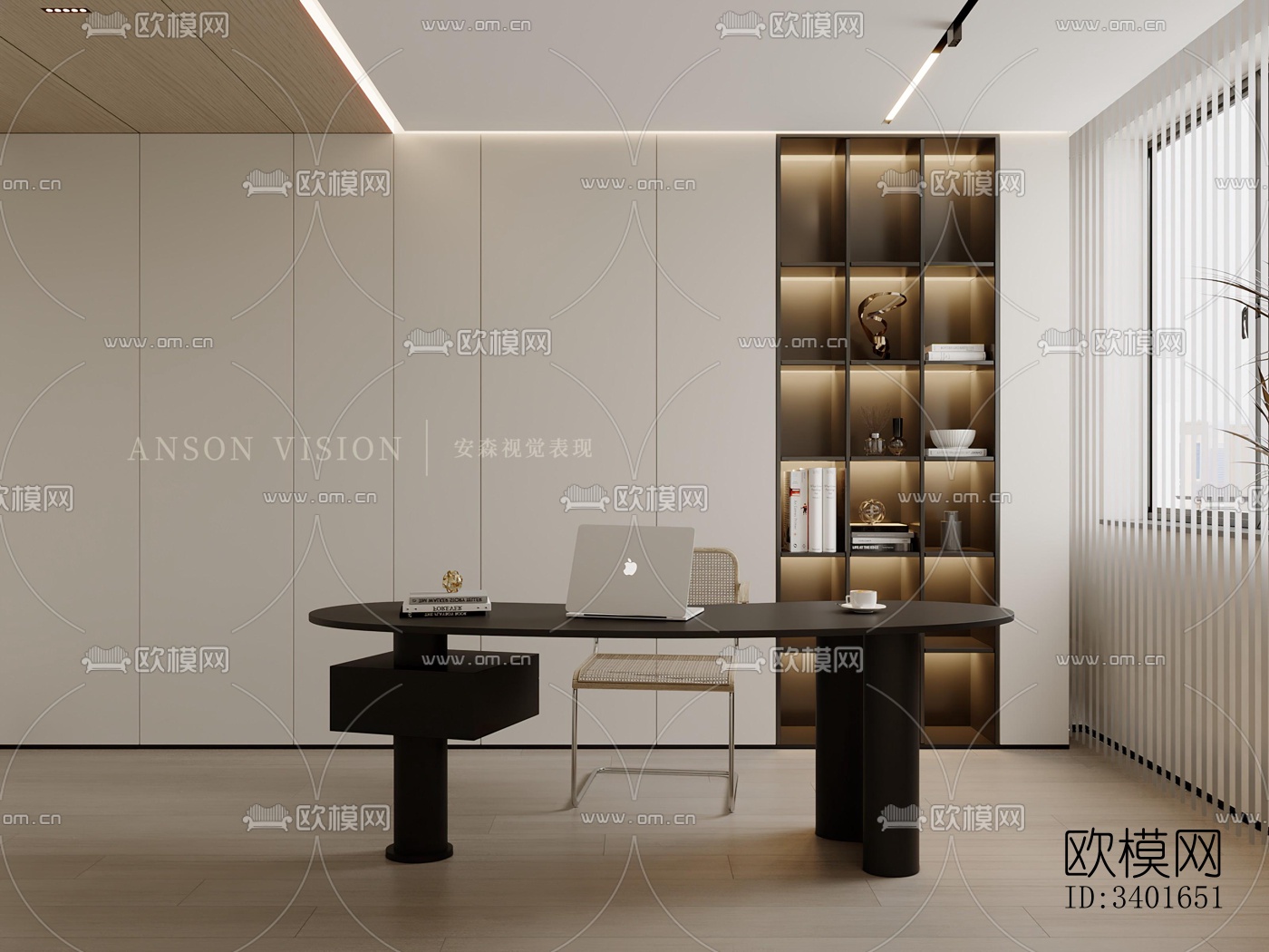 现代大平层效果图下载（渲染图1）