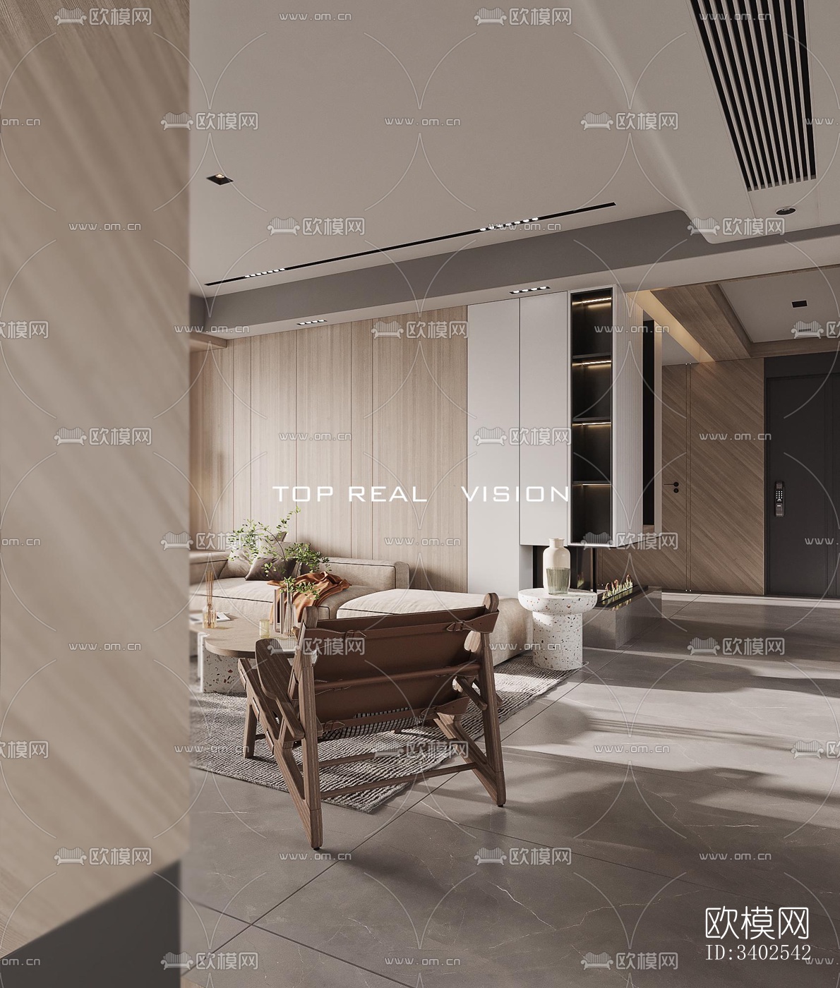 现代大平层效果图下载（渲染图5）