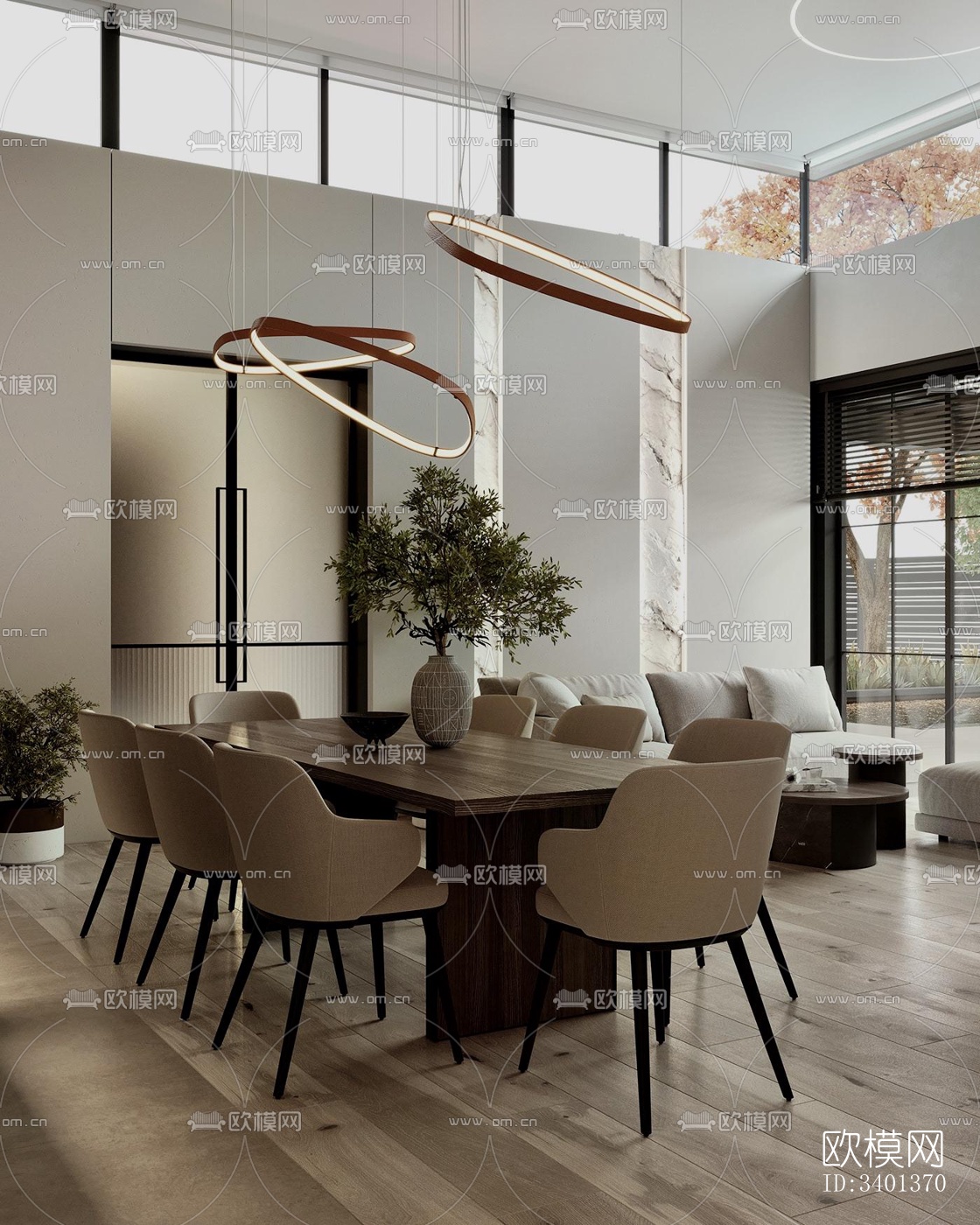 现代大平层效果图下载（渲染图9）