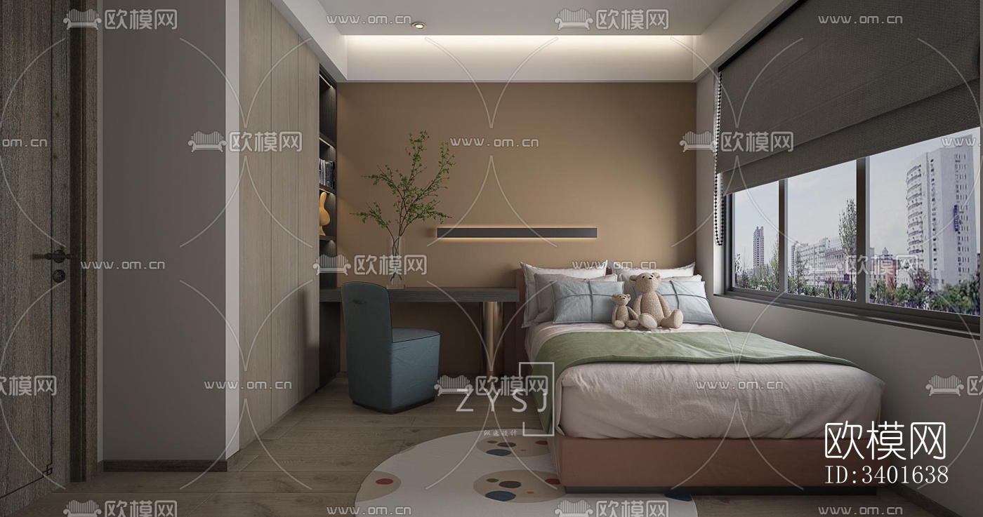 现代大平层效果图下载（渲染图7）