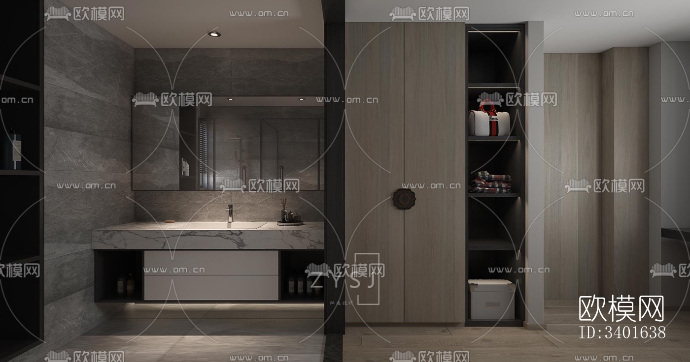 现代大平层效果图下载（渲染图6）