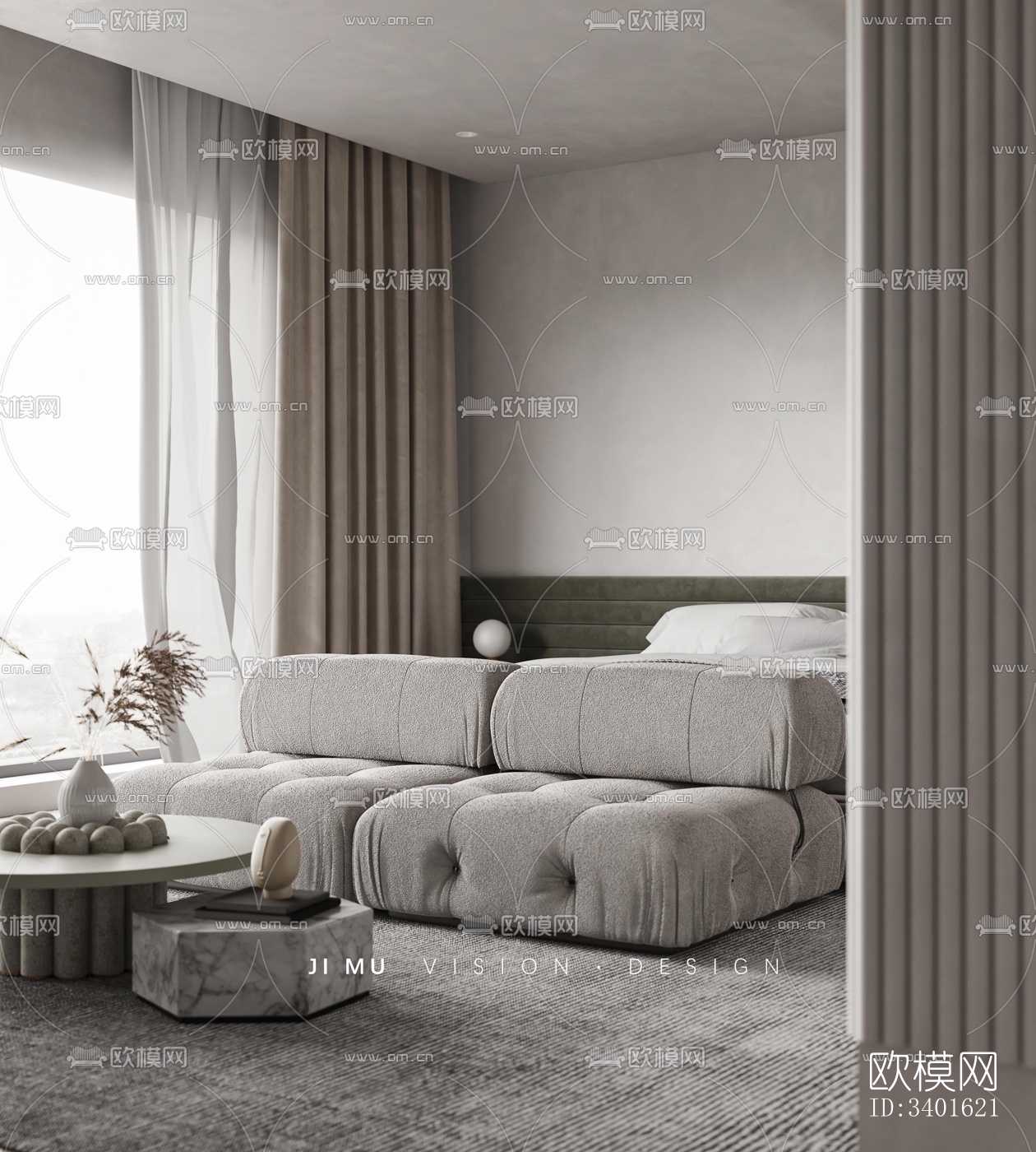 现代大平层效果图下载（渲染图2）