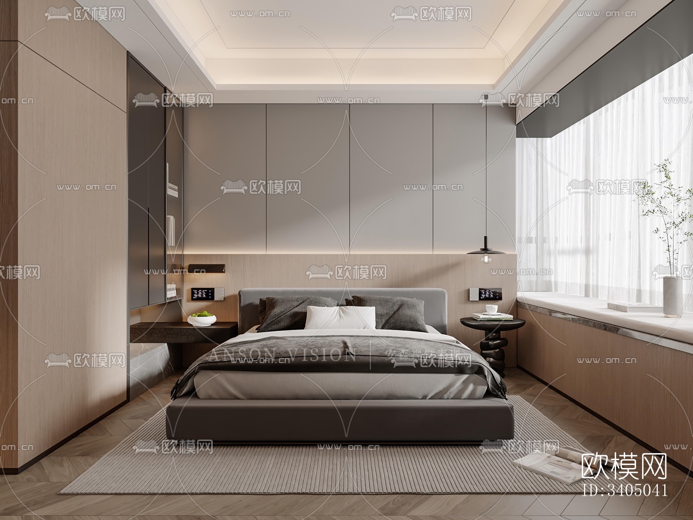 现代大平层效果图下载（渲染图6）