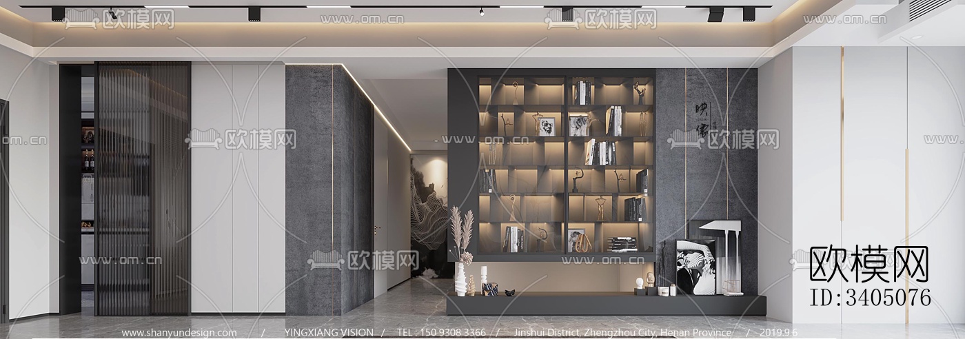 现代大平层效果图下载（渲染图2）