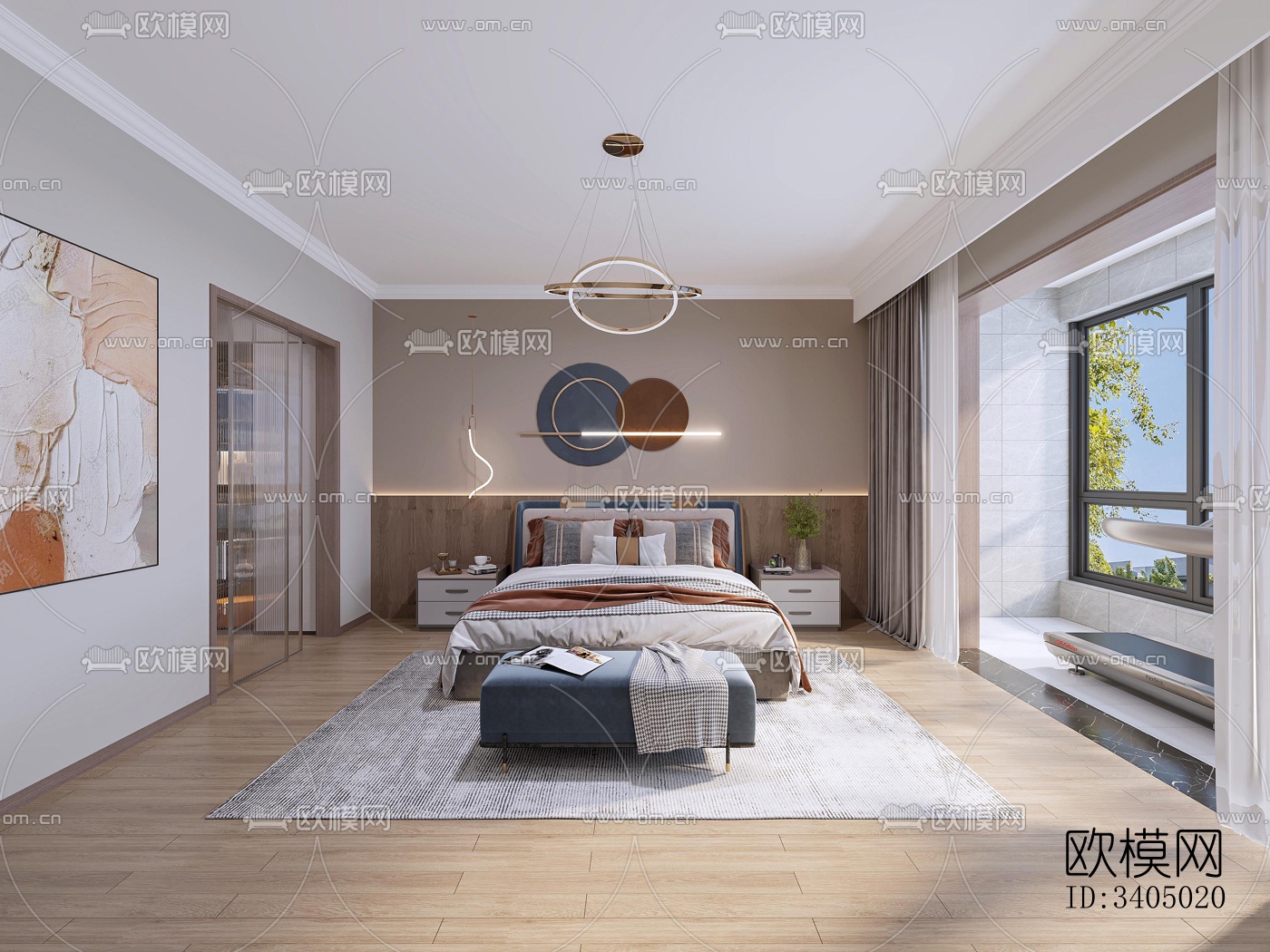 现代大平层效果图下载（渲染图5）