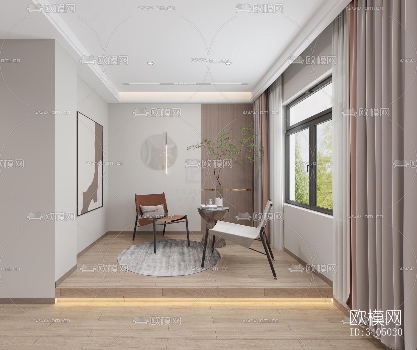 现代大平层效果图下载（渲染图9）