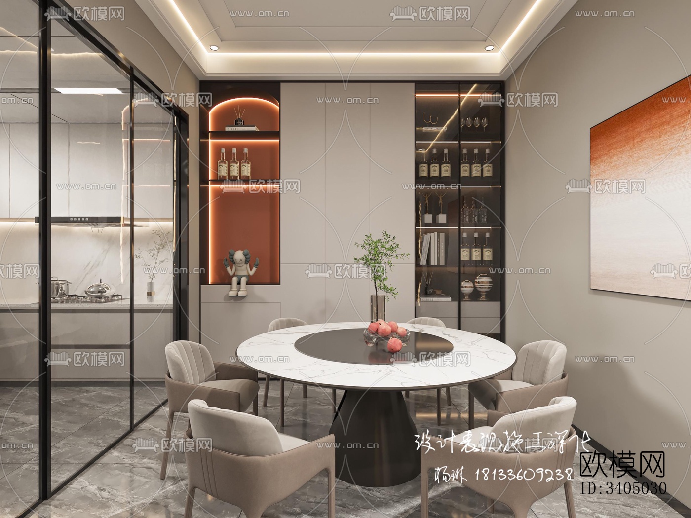 现代大平层效果图下载（渲染图2）