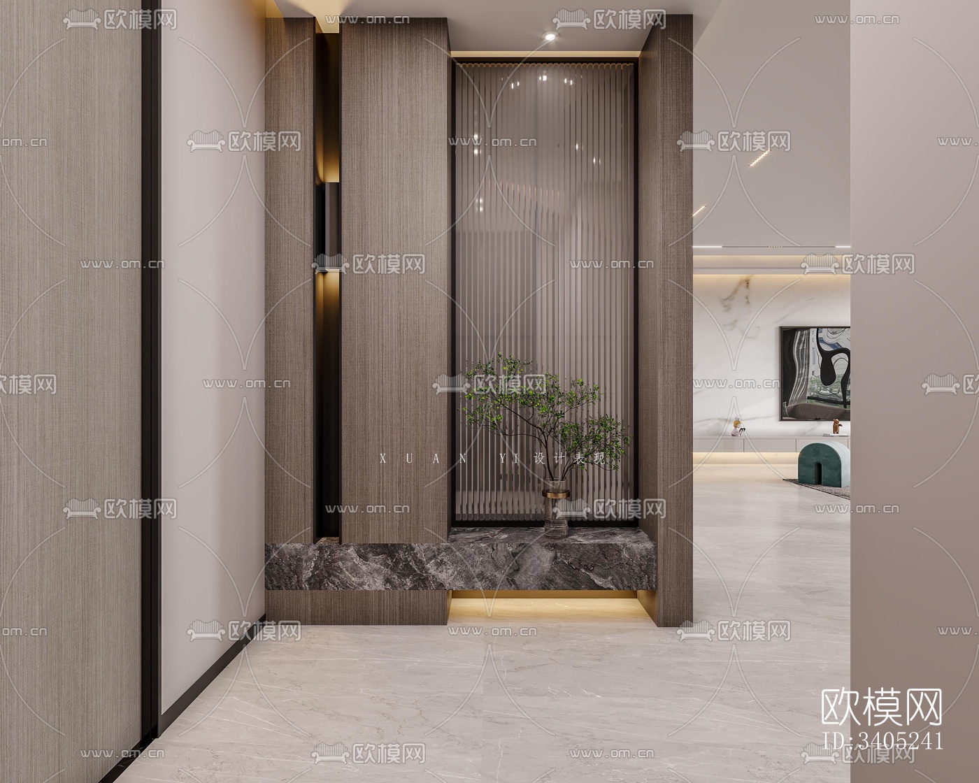 现代大平层效果图下载（渲染图4）