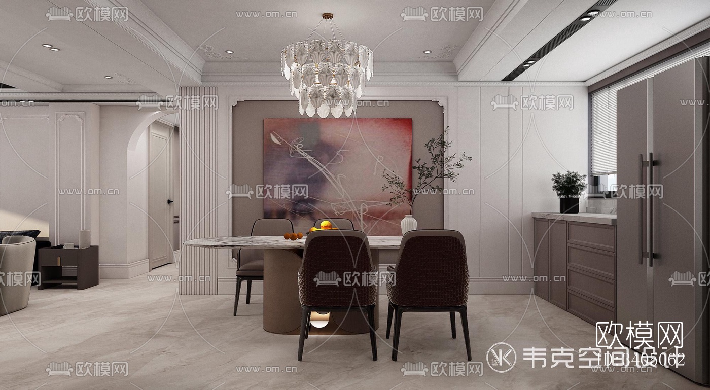 现代大平层效果图下载（渲染图8）