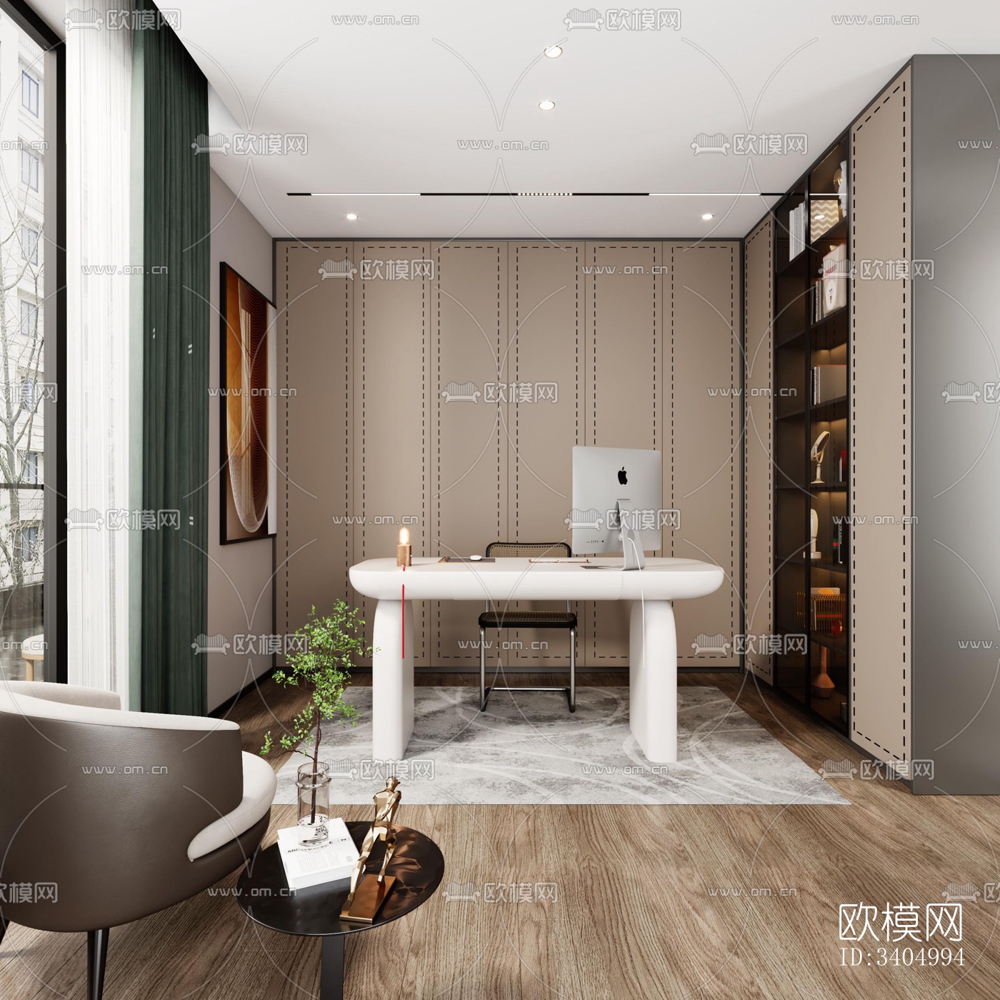 现代大平层效果图下载（渲染图1）