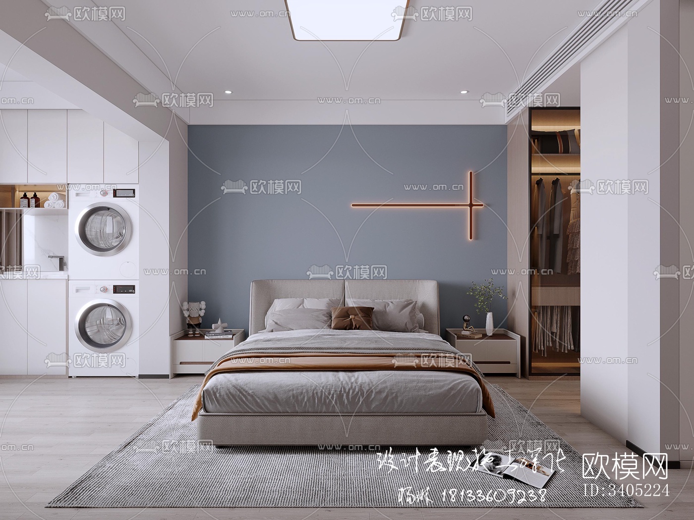 现代大平层效果图下载（渲染图6）