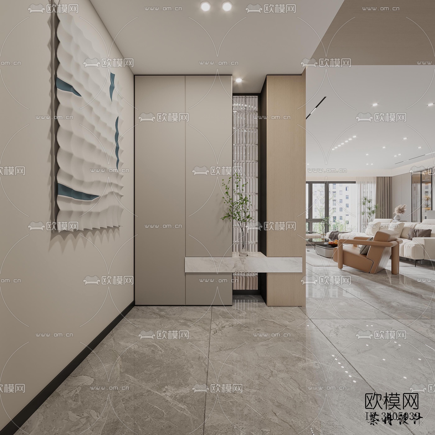 现代大平层效果图下载（渲染图6）