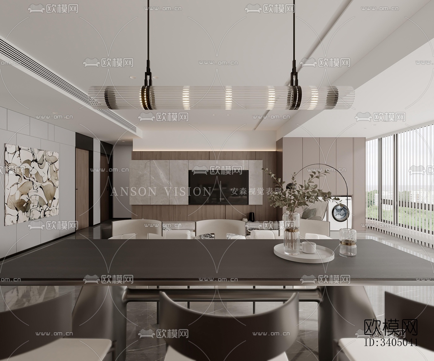 现代大平层效果图下载（渲染图8）