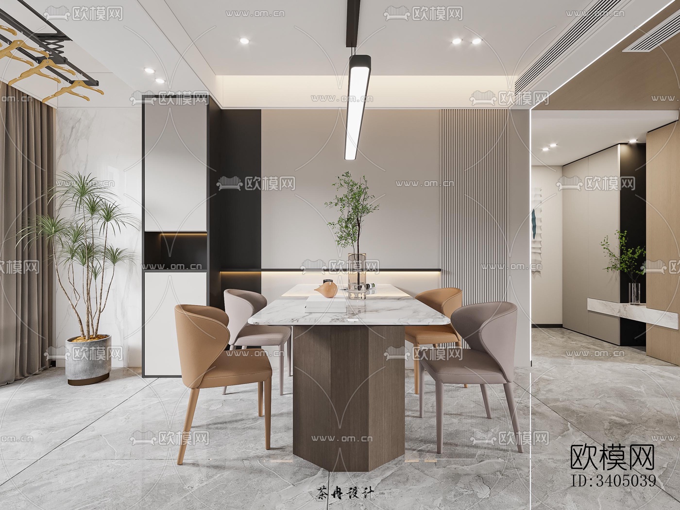 现代大平层效果图下载（渲染图5）