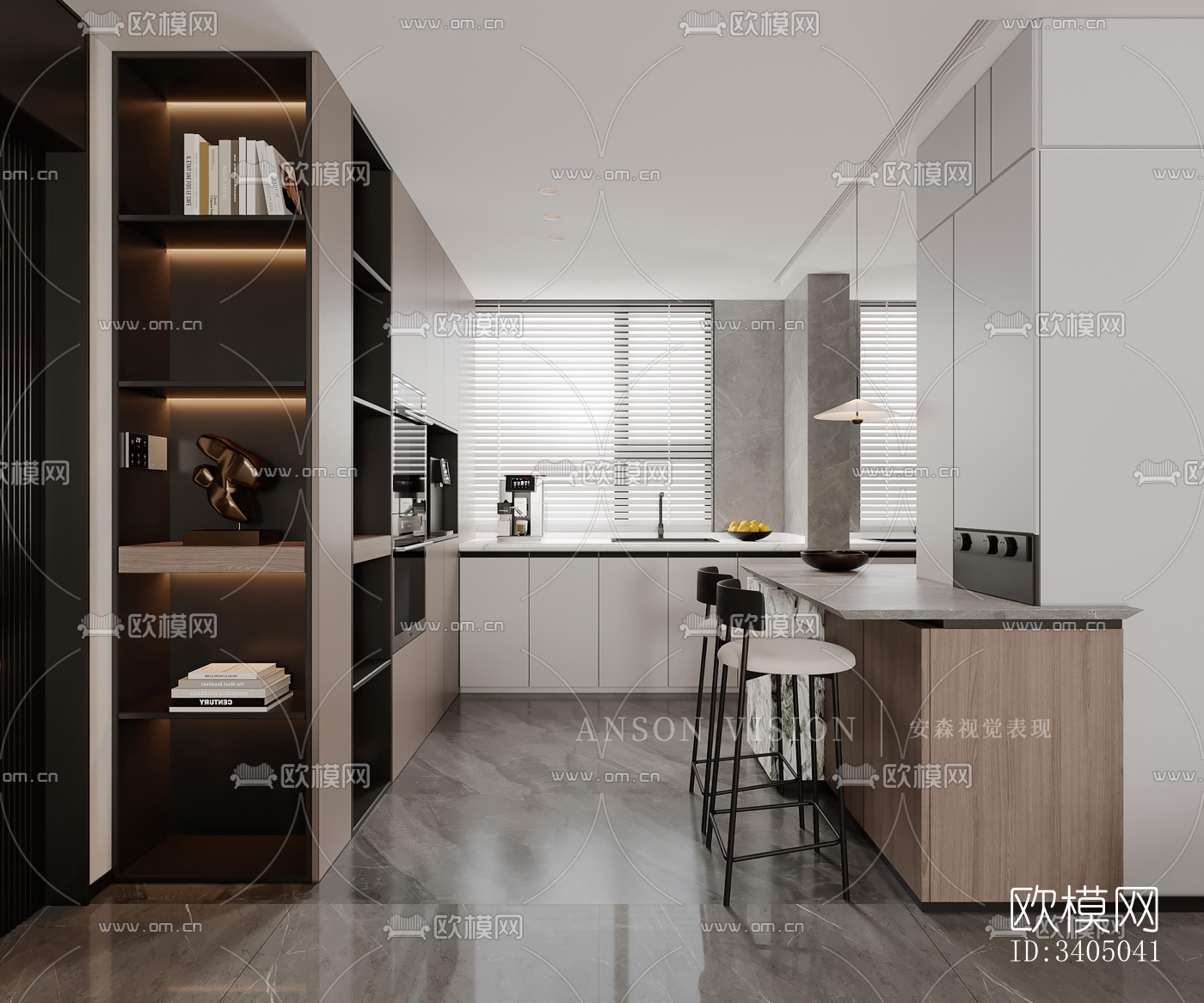 现代大平层效果图下载（渲染图11）