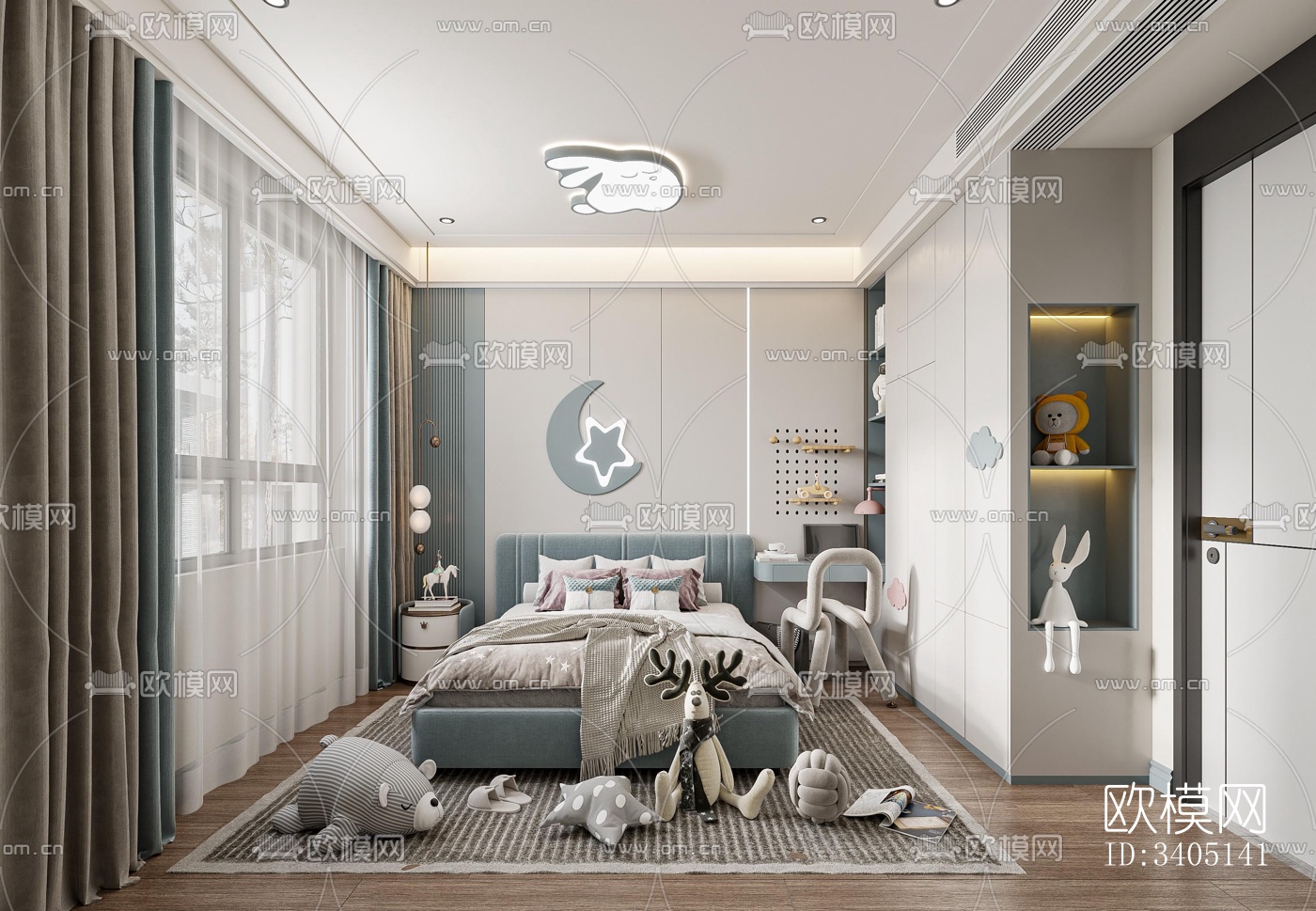 现代大平层效果图下载（渲染图7）