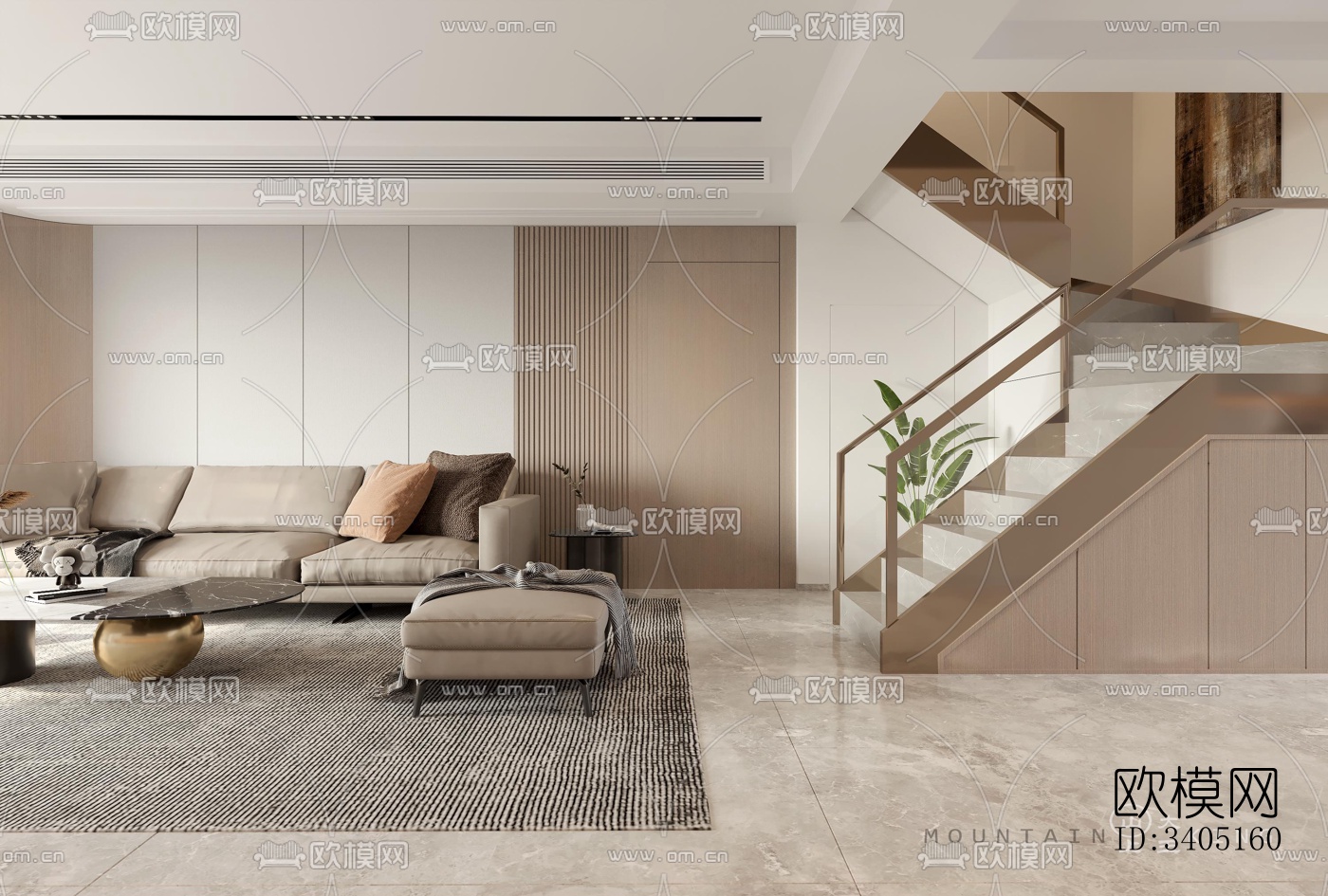 现代大平层效果图下载（渲染图9）