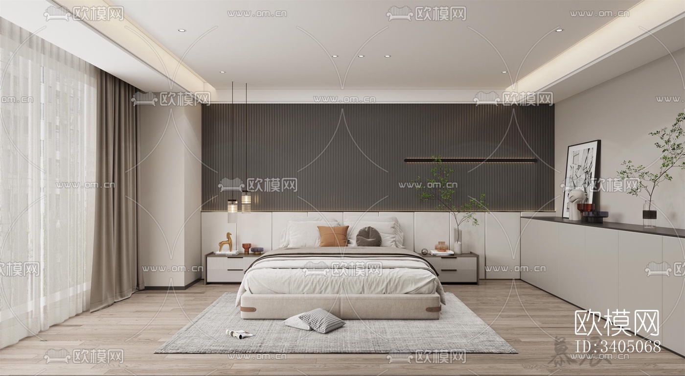 现代大平层效果图下载（渲染图4）