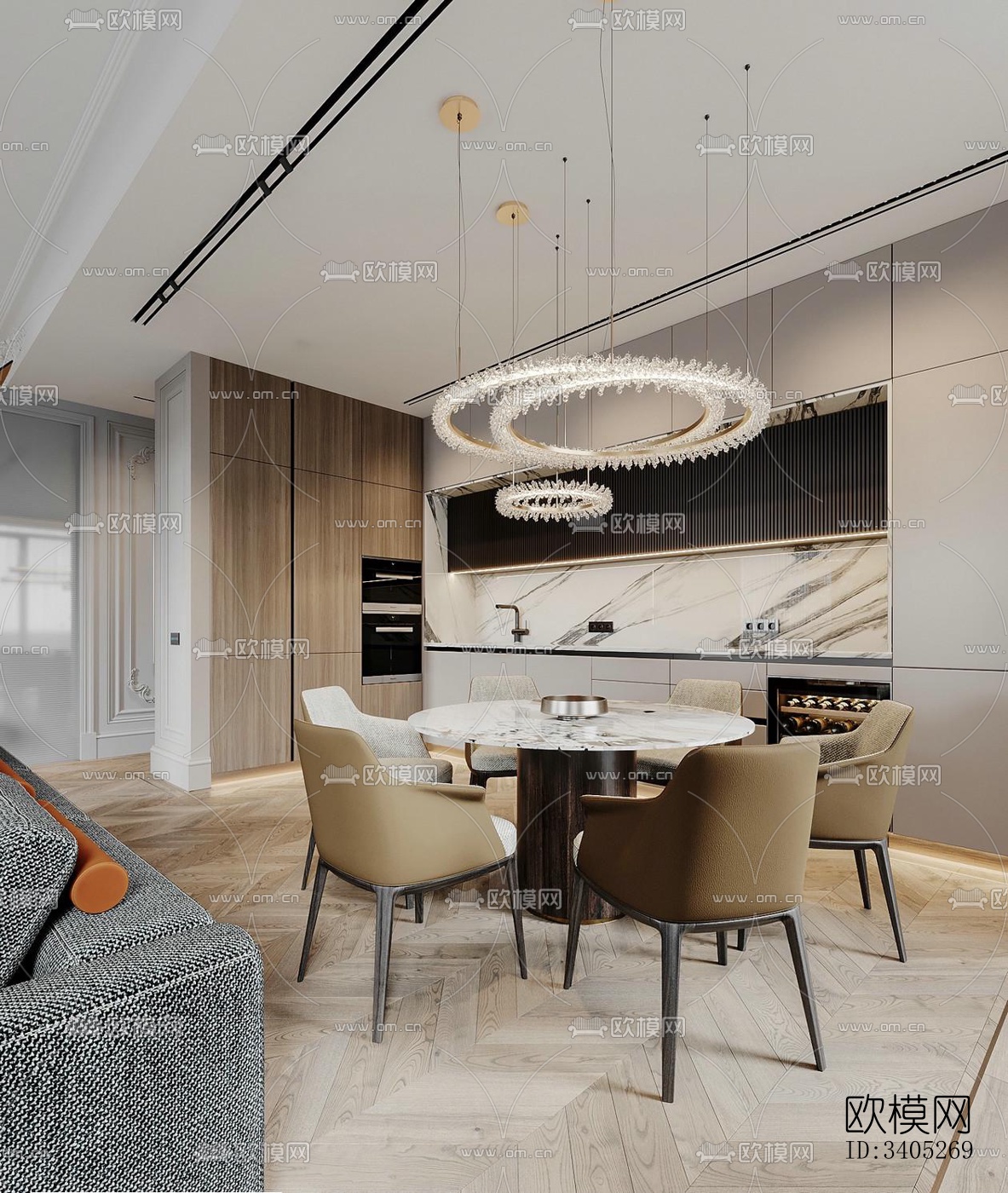 现代大平层效果图下载（渲染图16）