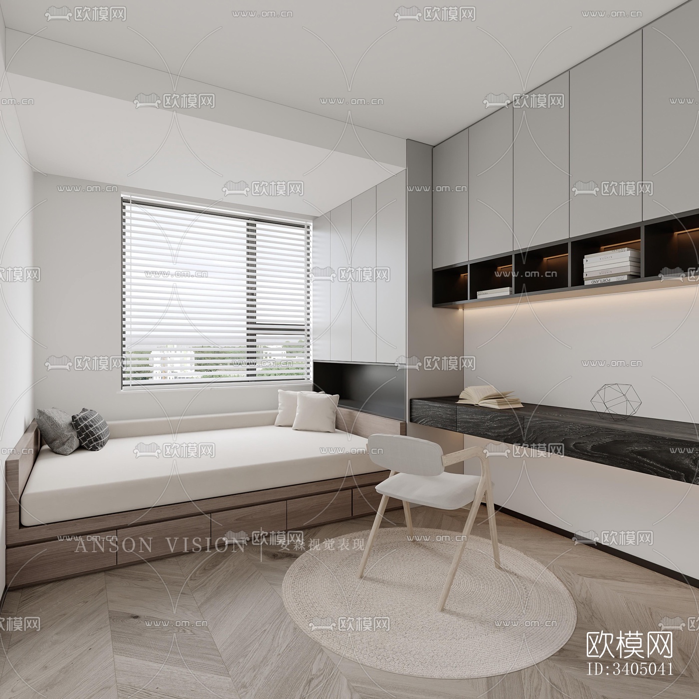 现代大平层效果图下载（渲染图13）