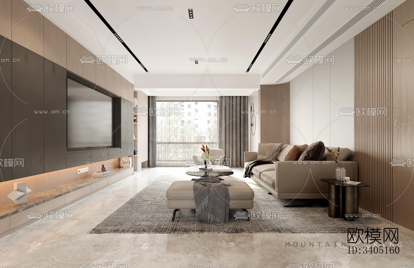 现代大平层效果图下载（渲染图7）