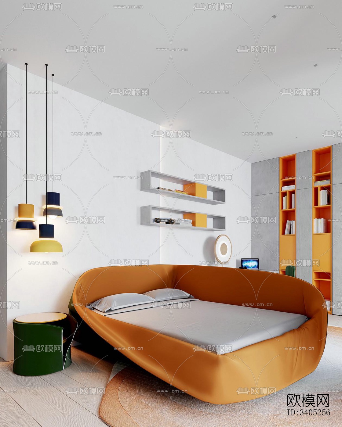 现代大平层效果图下载（渲染图11）