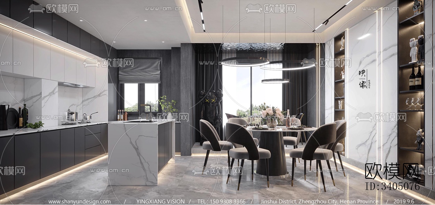 现代大平层效果图下载（渲染图15）