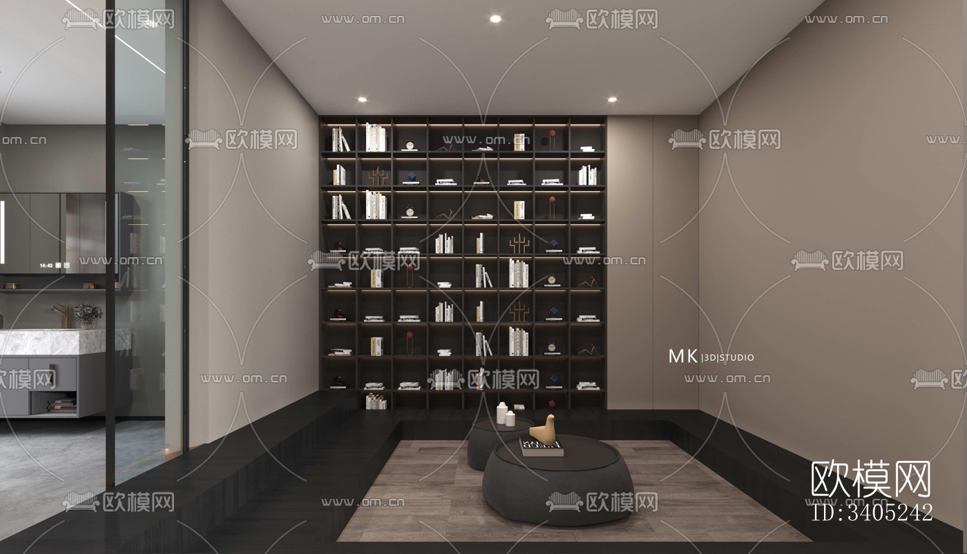 现代大平层效果图下载（渲染图6）