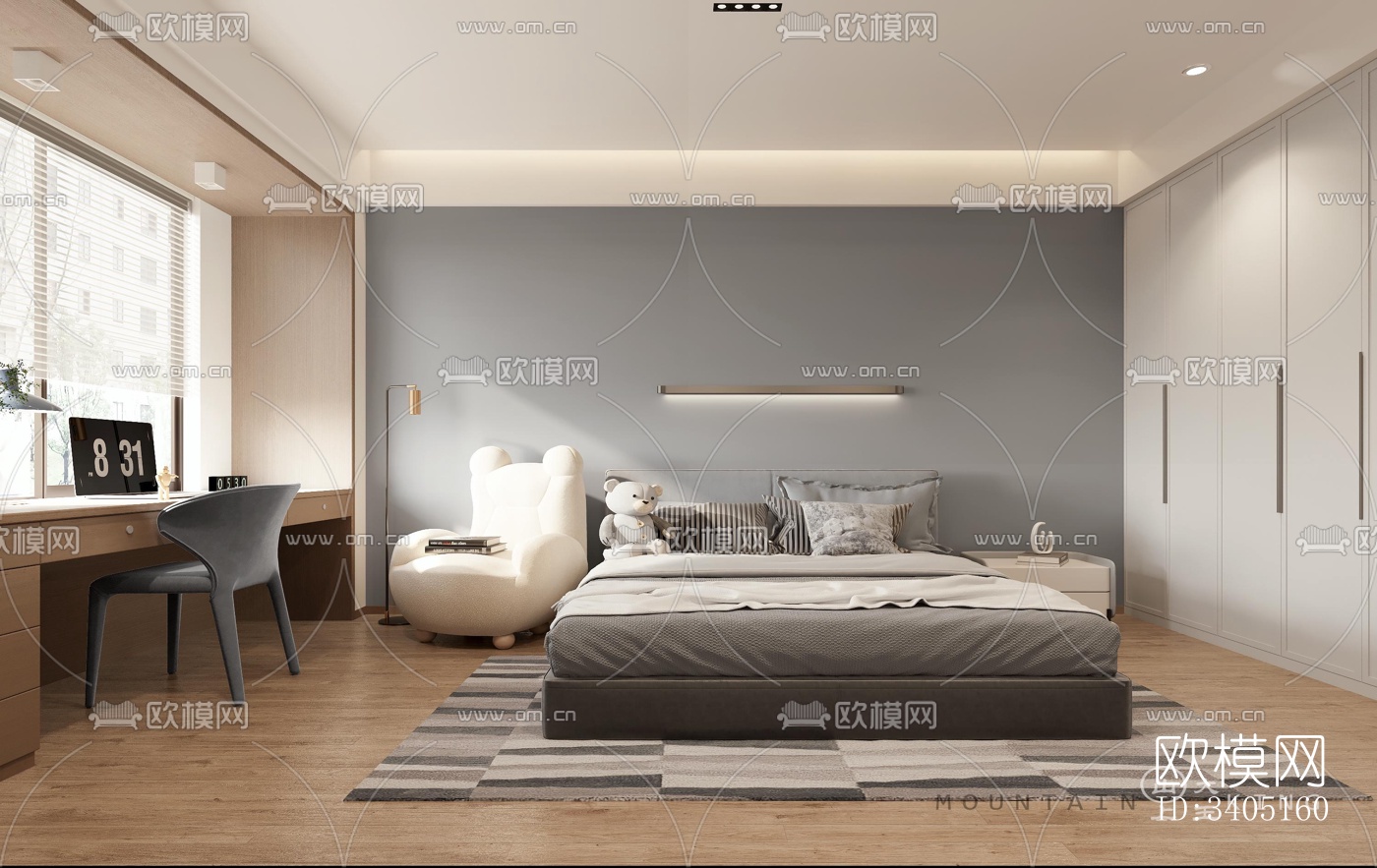 现代大平层效果图下载（渲染图2）