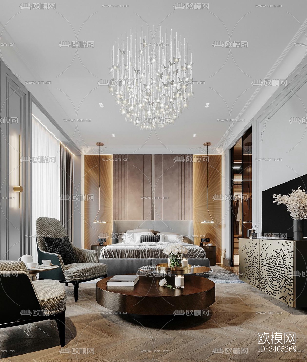 现代大平层效果图下载（渲染图19）