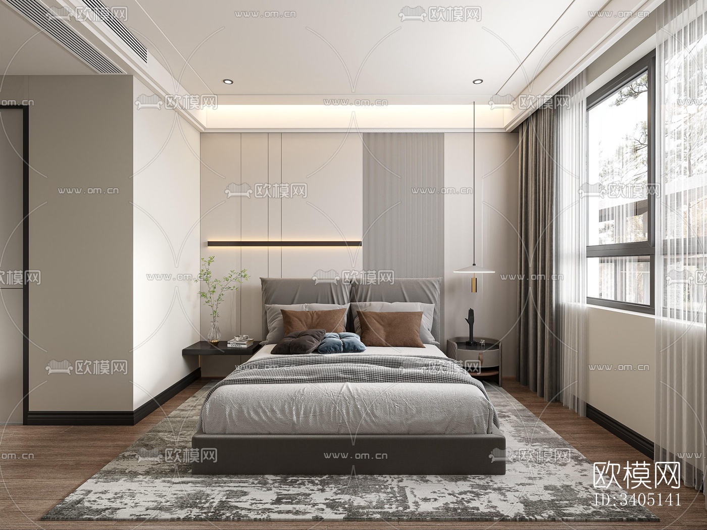 现代大平层效果图下载（渲染图6）