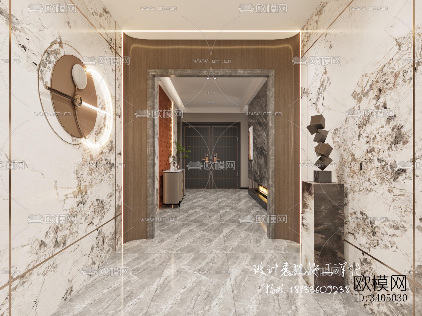 现代大平层效果图下载（渲染图8）