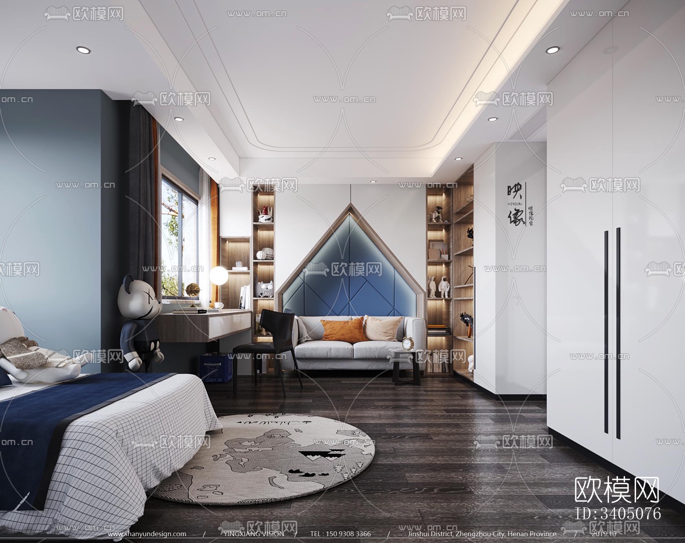 现代大平层效果图下载（渲染图5）