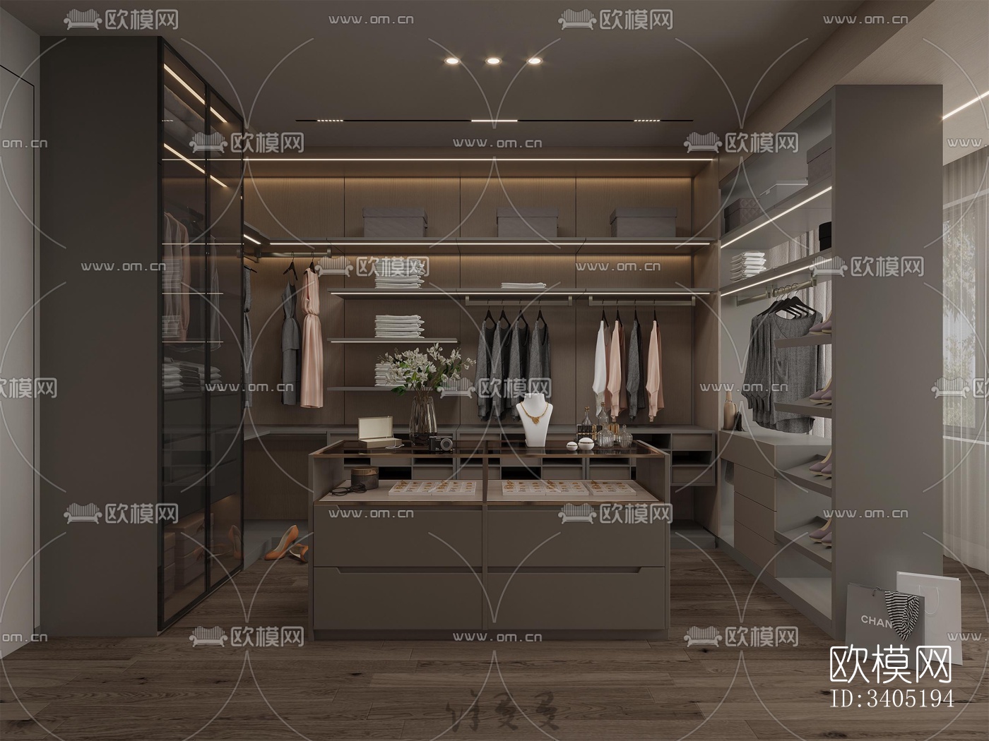 现代大平层效果图下载（渲染图7）