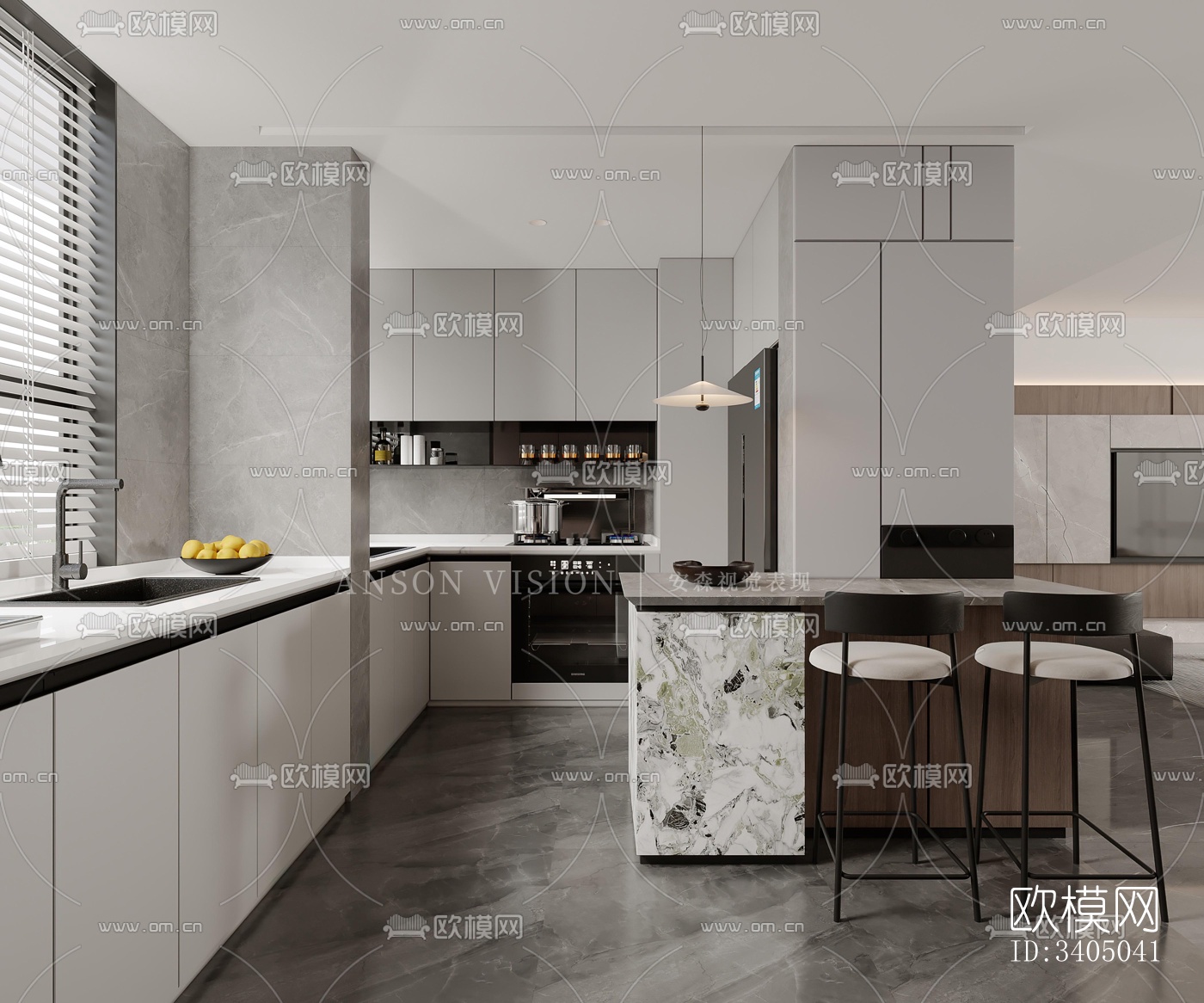 现代大平层效果图下载（渲染图10）