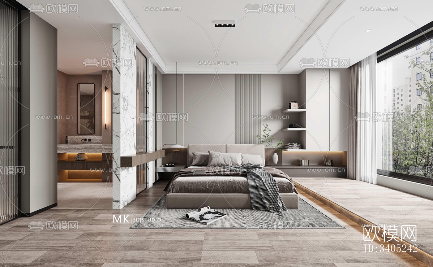 现代大平层效果图下载（渲染图8）