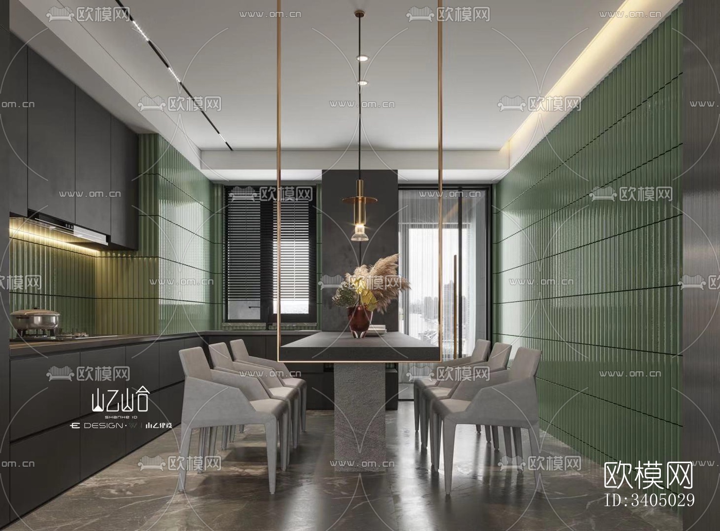 现代大平层效果图下载（渲染图6）