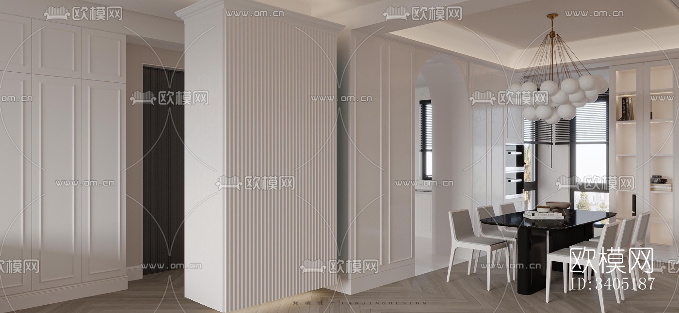 现代大平层效果图下载（渲染图1）