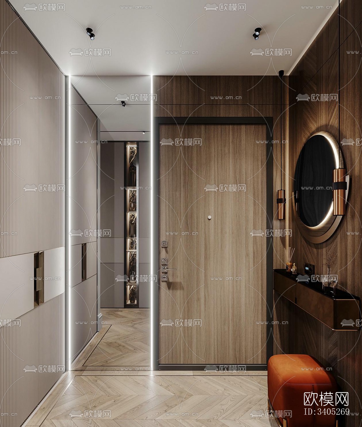 现代大平层效果图下载（渲染图1）