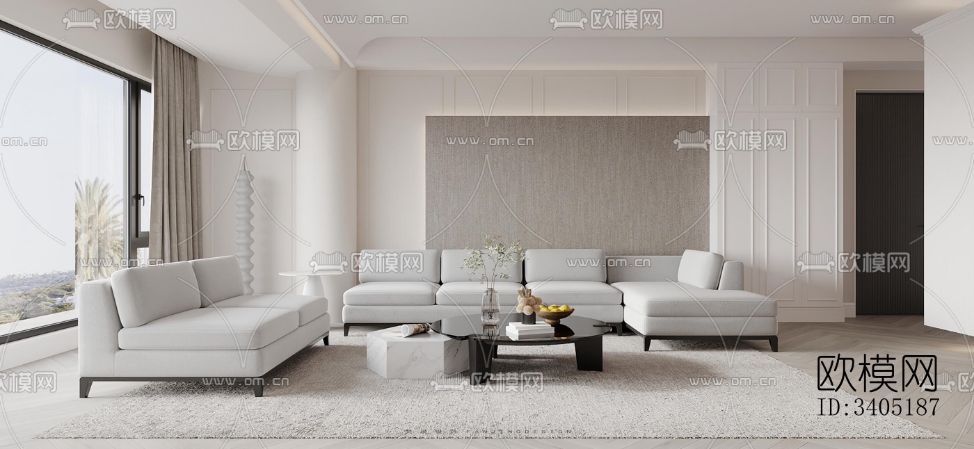 现代大平层效果图下载（渲染图9）