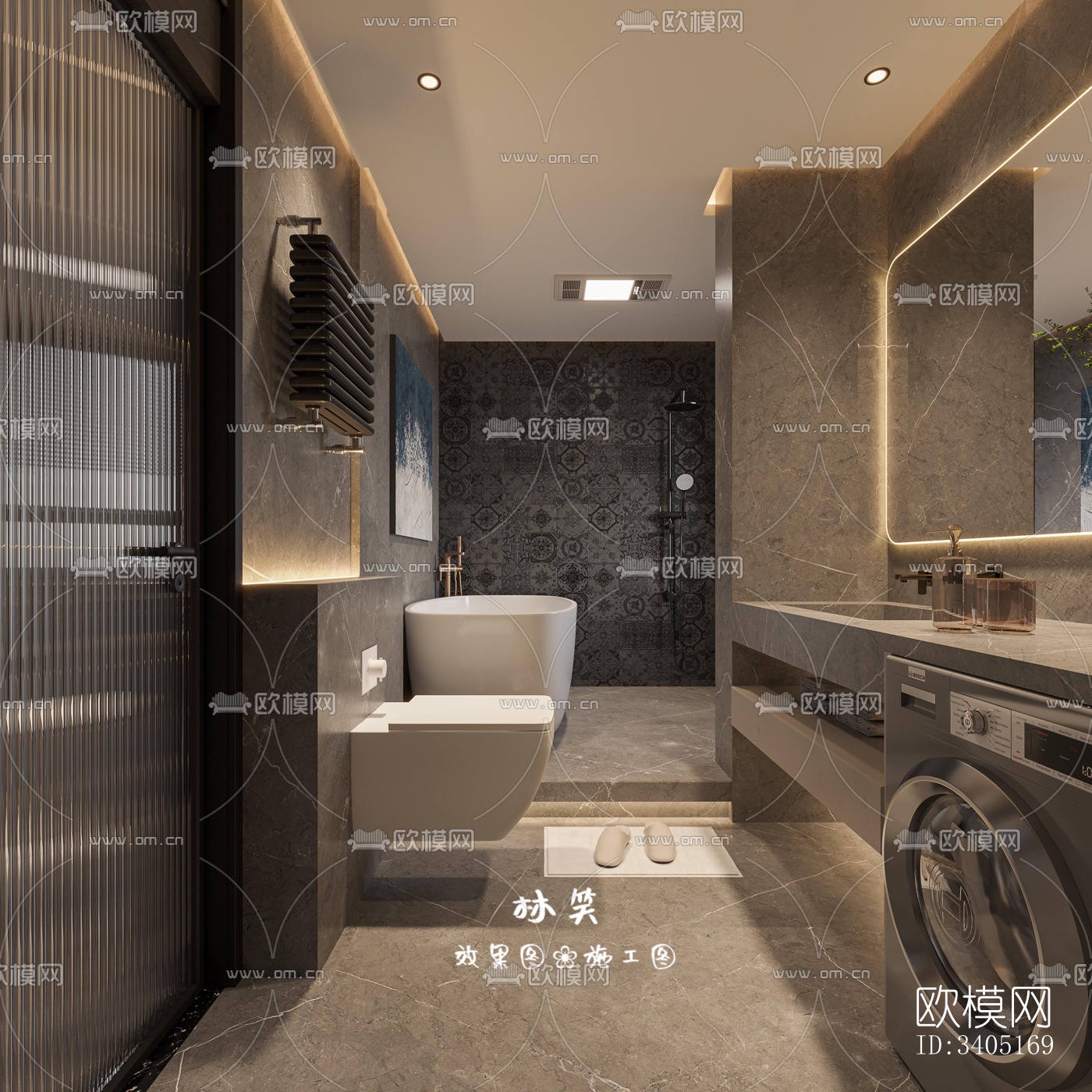 现代大平层效果图下载（渲染图16）